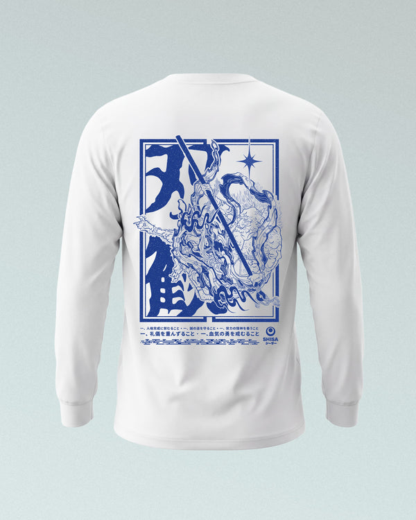 Sōkan Oni Longsleeve, white-blue