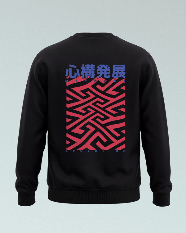 Kō Crewneck, black-red-blue