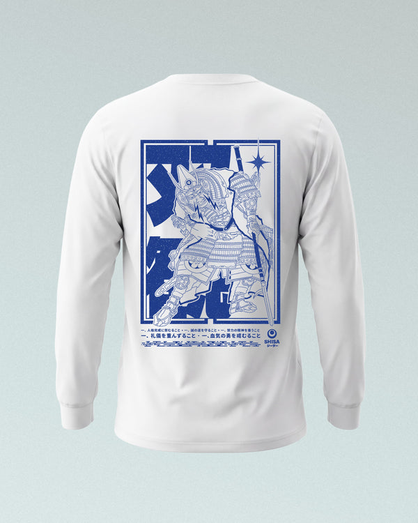 Sōkan Samurai Longsleeve, white-blue