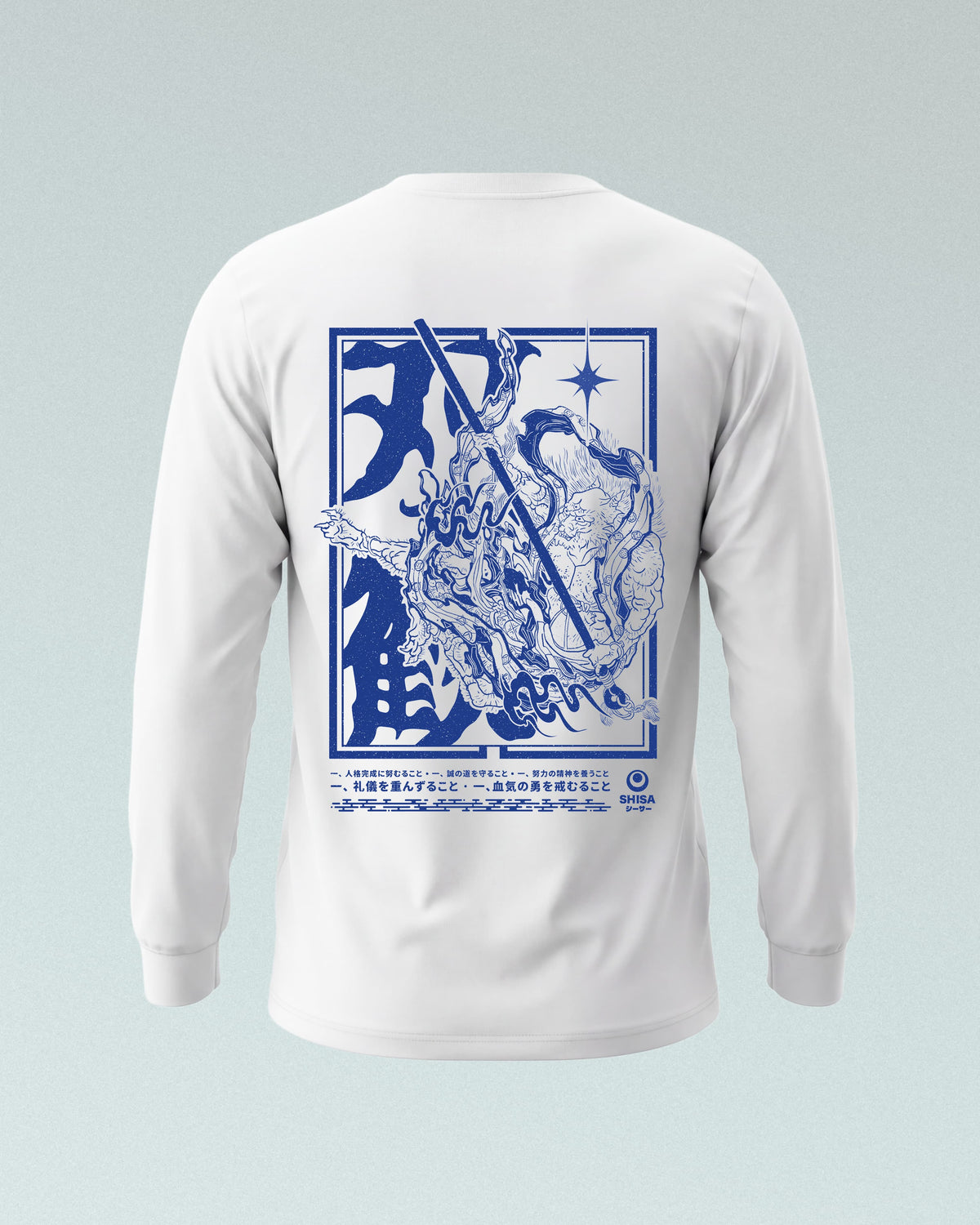 Sōkan Oni Longsleeve, white-blue