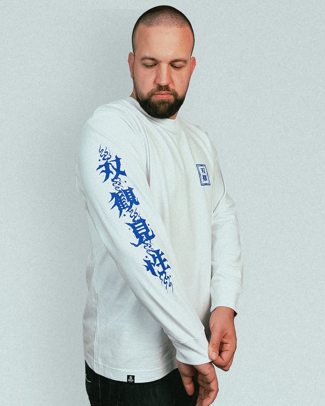 Sōkan Oni Longsleeve, white-blue