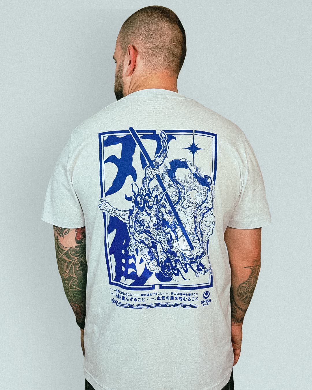 Sōkan Oni Longsleeve, white-blue