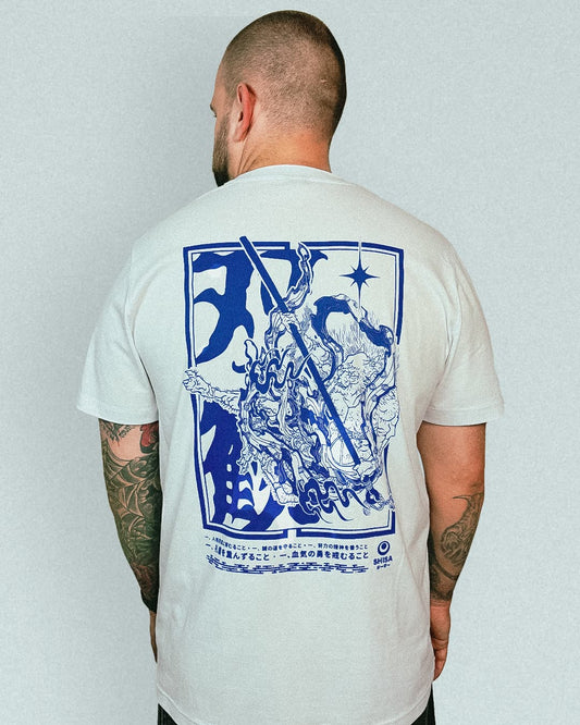 Sōkan Oni Longsleeve, white-blue